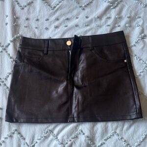 Edikted Black Leather Mini Skirt
